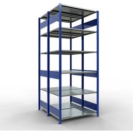 SCHULTE Lagertechnik - Stecks.Doppelgrundregal Typ 150 - 2500x1000x2x600 mm 2x6 Böden