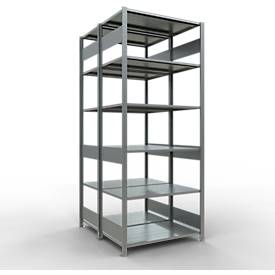 SCHULTE Lagertechnik - Stecks.Doppelgrundregal Typ 150 - 2500x1000x2x600 mm verz.2x6 Böden
