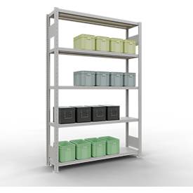 Schulte MULTIplus250 Steckregal, Grundregal, 5 Fachböden, bis 250 kg je Fachboden, werkzeuglos montierbar B 1300 x T 300 x H 2000, lichtgrau