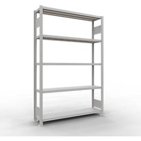 Schulte MULTIplus250 Steckregal, Grundregal, 5 Fachböden, bis 250 kg je Fachboden, werkzeuglos montierbar B 1300 x T 300 x H 2000, lichtgrau