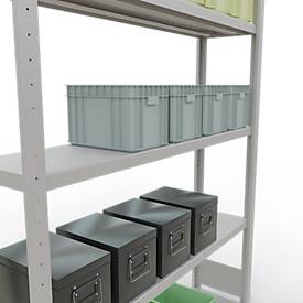 Schulte MULTIplus250 Steckregal, Grundregal, 5 Fachböden, bis 250 kg je Fachboden, werkzeuglos montierbar B 1300 x T 300 x H 2000, lichtgrau