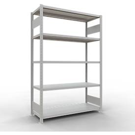 Schulte MULTIplus250 Steckregal, Grundregal, 5 Fachböden, bis 250 kg je Fachboden, werkzeuglos montierbar, B 1300 x T 500 x H 2000, lichtgrau