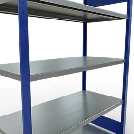 Schulte MULTIplus250 Steckregal, Grundregal, 5 Fachböden, bis 250 kg je Fachboden, werkzeuglos montierbar, B 1300 x T 600 x H 2000, enzianblau/verzinkt
