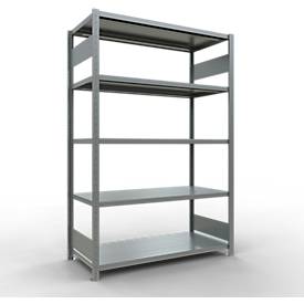 Schulte MULTIplus250 Steckregal, Grundregal, 5 Fachböden, bis 250 kg je Fachboden, werkzeuglos montierbar B 1300 x T 600 x H 2000, silbergrau
