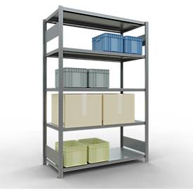 Schulte MULTIplus250 Steckregal, Grundregal, 5 Fachböden, bis 250 kg je Fachboden, werkzeuglos montierbar B 1300 x T 600 x H 2000, silbergrau