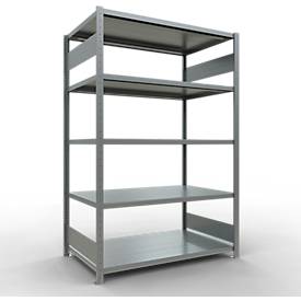 Schulte MULTIplus250 Steckregal, Grundregal, 5 Fachböden, bis 250 kg je Fachboden, werkzeuglos montierbar B 1300 x T 800 x H 2000, silbergrau