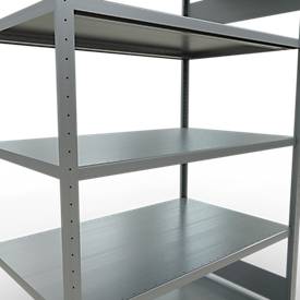 Schulte MULTIplus250 Steckregal, Grundregal, 5 Fachböden, bis 250 kg je Fachboden, werkzeuglos montierbar B 1300 x T 800 x H 2000, silbergrau