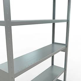 Schulte MULTIplus250 Steckregal, Grundregal, 6 Fachböden, bis 250 kg je Fachboden, werkzeuglos montierbar, B 1300 x T 300 x H 2500, silbergrau