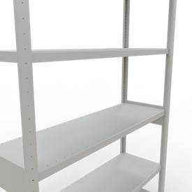 Schulte MULTIplus250 Steckregal, Grundregal, 6 Fachböden, bis 250 kg je Fachboden, werkzeuglos montierbar B 1300 x T 400 x H 2500, lichtgrau