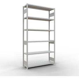 Schulte MULTIplus250 Steckregal, Grundregal, 6 Fachböden, bis 250 kg je Fachboden, werkzeuglos montierbar B 1300 x T 400 x H 2500, lichtgrau