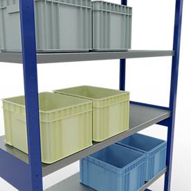Schulte MULTIplus250 Steckregal, Grundregal, 6 Fachböden, bis 250 kg je Fachboden, werkzeuglos montierbar, B 1300 x T 500 x H 2500, enzianblau/verzinkt