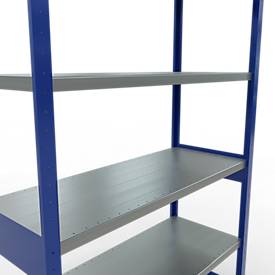 Schulte MULTIplus250 Steckregal, Grundregal, 6 Fachböden, bis 250 kg je Fachboden, werkzeuglos montierbar, B 1300 x T 500 x H 2500, enzianblau/verzinkt