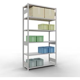 Schulte MULTIplus250 Steckregal, Grundregal, 6 Fachböden, bis 250 kg je Fachboden, werkzeuglos montierbar, B 1300 x T 500 x H 2500, lichtgrau