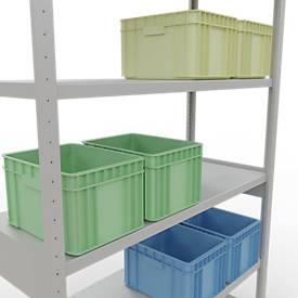 Schulte MULTIplus250 Steckregal, Grundregal, 6 Fachböden, bis 250 kg je Fachboden, werkzeuglos montierbar, B 1300 x T 500 x H 2500, lichtgrau