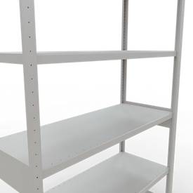 Schulte MULTIplus250 Steckregal, Grundregal, 6 Fachböden, bis 250 kg je Fachboden, werkzeuglos montierbar, B 1300 x T 500 x H 2500, lichtgrau