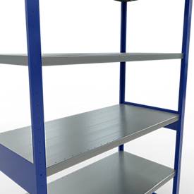 Schulte MULTIplus250 Steckregal, Grundregal, 6 Fachböden, bis 250 kg je Fachboden, werkzeuglos montierbar B 1300 x T 600 x H 2500, enzianblau/verzinkt