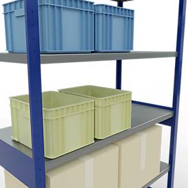 Schulte MULTIplus250 Steckregal, Grundregal, 6 Fachböden, bis 250 kg je Fachboden, werkzeuglos montierbar B 1300 x T 600 x H 2500, enzianblau/verzinkt