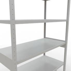Schulte MULTIplus250 Steckregal, Grundregal, 6 Fachböden, bis 250 kg je Fachboden, werkzeuglos montierbar, B 1300 x T 600 x H 2500, lichtgrau