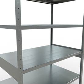Schulte MULTIplus250 Steckregal, Grundregal, 6 Fachböden, bis 250 kg je Fachboden, werkzeuglos montierbar B 1300 x T 800 x H 2500, silbergrau