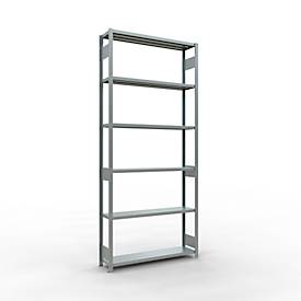 Schulte MULTIplus250 Steckregal, Grundregal, 7 Fachböden, bis 250 kg je Fachboden, werkzeuglos montierbar B 1300 x T 300 x H 3000, silbergrau