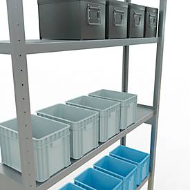 Schulte MULTIplus250 Steckregal, Grundregal, 7 Fachböden, bis 250 kg je Fachboden, werkzeuglos montierbar B 1300 x T 300 x H 3000, silbergrau