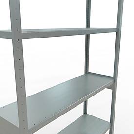 Schulte MULTIplus250 Steckregal, Grundregal, 7 Fachböden, bis 250 kg je Fachboden, werkzeuglos montierbar B 1300 x T 400 x H 3000, silbergrau