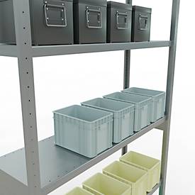 Schulte MULTIplus250 Steckregal, Grundregal, 7 Fachböden, bis 250 kg je Fachboden, werkzeuglos montierbar B 1300 x T 400 x H 3000, silbergrau
