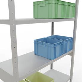 Schulte MULTIplus250 Steckregal, Grundregal, 7 Fachböden, bis 250 kg je Fachboden, werkzeuglos montierbar, B 1300 x T 500 x H 3000, lichtgrau