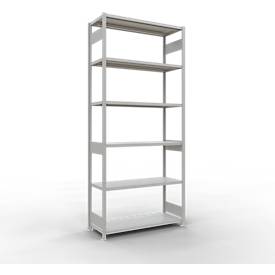 Schulte MULTIplus250 Steckregal, Grundregal, 7 Fachböden, bis 250 kg je Fachboden, werkzeuglos montierbar, B 1300 x T 500 x H 3000, lichtgrau