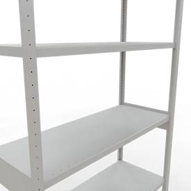 Schulte MULTIplus250 Steckregal, Grundregal, 7 Fachböden, bis 250 kg je Fachboden, werkzeuglos montierbar, B 1300 x T 500 x H 3000, lichtgrau
