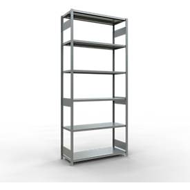 Schulte MULTIplus250 Steckregal, Grundregal, 7 Fachböden, bis 250 kg je Fachboden, werkzeuglos montierbar B 1300 x T 500 x H 3000, silbergrau