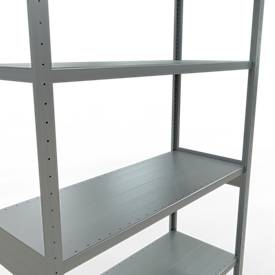 Schulte MULTIplus250 Steckregal, Grundregal, 7 Fachböden, bis 250 kg je Fachboden, werkzeuglos montierbar B 1300 x T 500 x H 3000, silbergrau