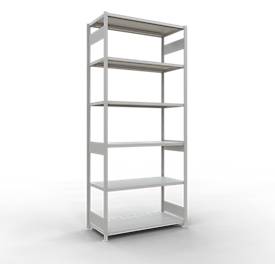 Schulte MULTIplus250 Steckregal, Grundregal, 7 Fachböden, bis 250 kg je Fachboden, werkzeuglos montierbar, B 1300 x T 600 x H 3000, lichtgrau