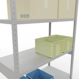 Schulte MULTIplus250 Steckregal, Grundregal, 7 Fachböden, bis 250 kg je Fachboden, werkzeuglos montierbar, B 1300 x T 600 x H 3000, lichtgrau