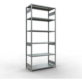 Schulte MULTIplus250 Steckregal, Grundregal, 7 Fachböden, bis 250 kg je Fachboden, werkzeuglos montierbar B 1300 x T 600 x H 3000, silbergrau
