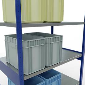 Schulte MULTIplus250 Steckregal, Grundregal, 7 Fachböden, bis 250 kg je Fachboden, werkzeuglos montierbar, B 1300 x T 800 x H 3000, enzianblau/verzinkt