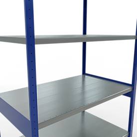 Schulte MULTIplus250 Steckregal, Grundregal, 7 Fachböden, bis 250 kg je Fachboden, werkzeuglos montierbar, B 1300 x T 800 x H 3000, enzianblau/verzinkt
