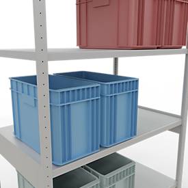 Schulte MULTIplus250 Steckregal, Grundregal, 7 Fachböden, bis 250 kg je Fachboden, werkzeuglos montierbar, B 1300 x T 800 x H 3000, lichtgrau