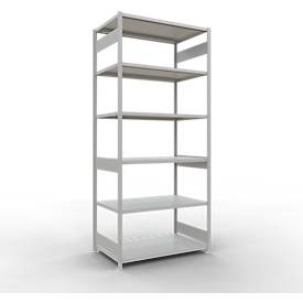 Schulte MULTIplus250 Steckregal, Grundregal, 7 Fachböden, bis 250 kg je Fachboden, werkzeuglos montierbar, B 1300 x T 800 x H 3000, lichtgrau