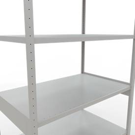 Schulte MULTIplus250 Steckregal, Grundregal, 7 Fachböden, bis 250 kg je Fachboden, werkzeuglos montierbar, B 1300 x T 800 x H 3000, lichtgrau