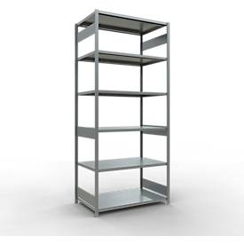 Schulte MULTIplus250 Steckregal, Grundregal, 7 Fachböden, bis 250 kg je Fachboden, werkzeuglos montierbar B 1300 x T 800 x H 3000, silbergrau