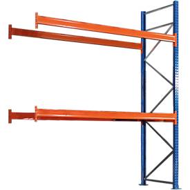 Schulte Palettenregal, Anbauregal, B 2786 x T 1100 x H 5000 mm, 3 Ebenen, Palettengewicht bis 1000 kg, Feldlast 6880 kg, blau/orange