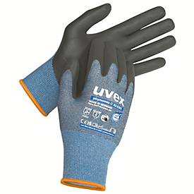 Schutzhandschuh Uvex phynomic C XG ESD, 10 Paar, EN 388, ESD-leitfähig, Aqua-Polymer-Xtra-Grip-Beschichtung, blau-schwarz, Größe 7
