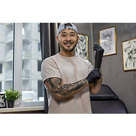 Schutzhandschuhe BINGOLD Nitril 35BLACK, Einweg, mikrotextuierte Fingerspitzen, puderfrei, Nitril, schwarz, Größe S, 100 Stück