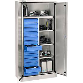 Schutzschrank nach IP 54 mit 13 Schubladen, B 950 x T 525 x H 1935 mm