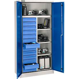 Schutzschrank nach IP 54 mit 13 Schubladen, B 950 x T 525 x H 1935 mm