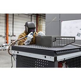 Schweißtisch Otto Kind Multi4Flex, mobil, ESD-leitfähig, höhenverstellbar, bis 500 kg, B 1200 x T 800 mm, anthrazitgrau/lichtgrau