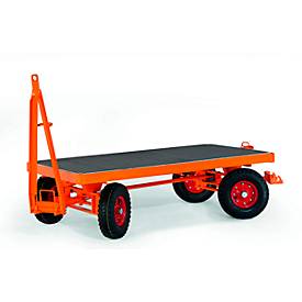 Schwerlastanhänger, 4-Rad-Achsschenkel-Lenkung, Vollgummireifen, Tragkraft 5000 kg, 2500 x 1250 mm