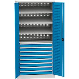 Schwerlastschrank, 4 Fachböden, 8 Schubladen, Tragkraft pro Fachboden 40 kg