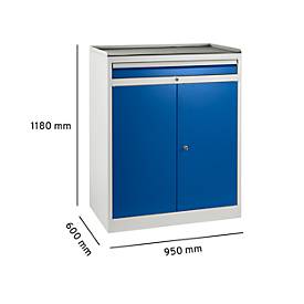 Schwerlastschrank, Stahlfeinblech, Maße B 950 x T 600 x H 1180 mm